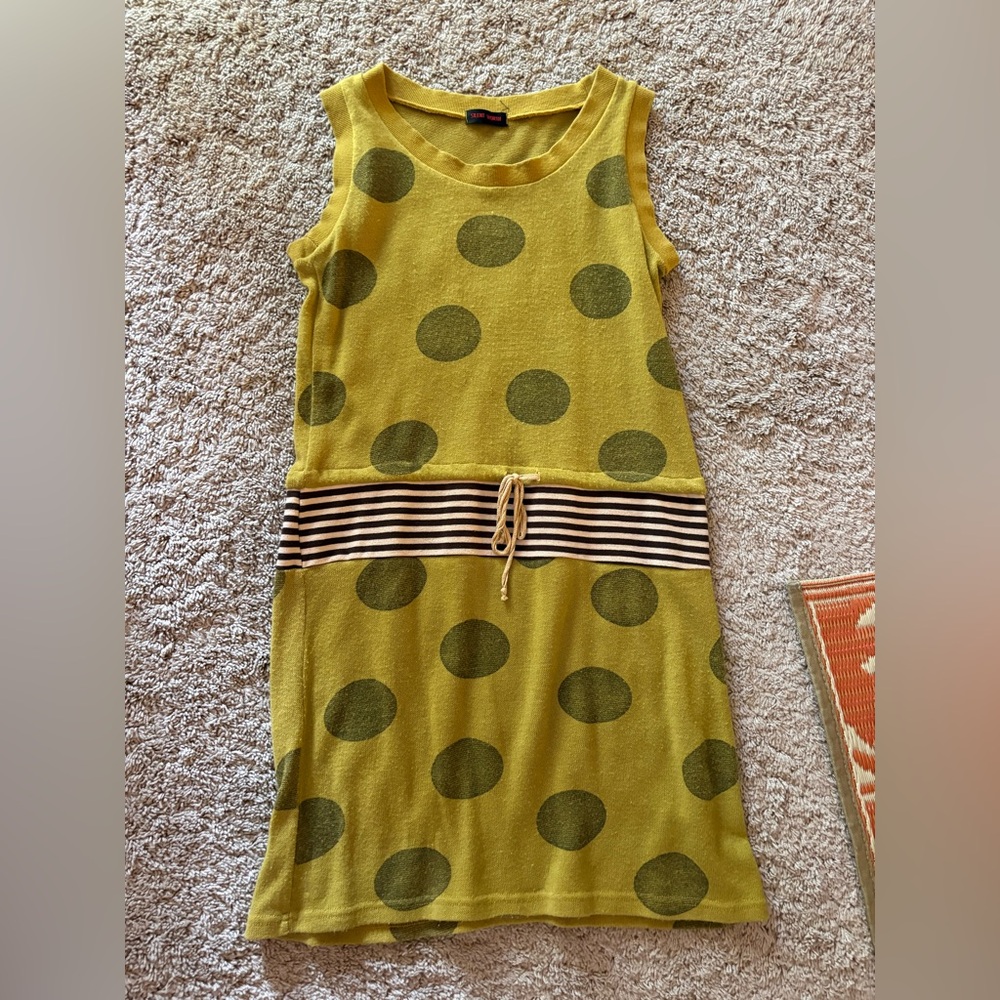 Yellow Polka Dot Knit Sleeveless Dress